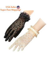 Women Lace Leopard Print Gloves Bridal Wrist Length Special Occasion Wear - £7.09 GBP