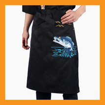 carp sushi chef apron restaurant bar uniform waist embroidery women men black - $17.00