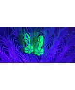 Czech Uranium glass earrings vaseline glass beads vintage jewelry #24003 - $372.61 MXN