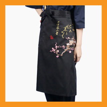 cherry blossoms sushi chef apron restaurant bar uniform waist embroidery men - £13.55 GBP