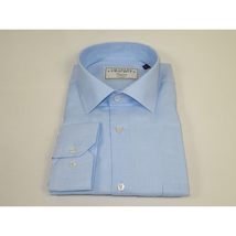 Men's Dress Shirt Charles TYRWHITT Turkey 100% Cotton CHT-17 Blue Pique image 4