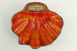 Vintage Pottery Treasure Craft Orange Ceramic California State Scallop Ashtray - £14.42 GBP