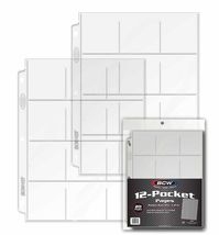 3 packs of 20 (60) BCW 2 ½" x 2 ½" Sized 12-Pocket Vinyl Binder Pages - $48.50