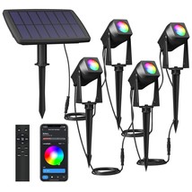 4 Pack Rgbw, Solar Smart Bluetooth Landscape Spotlights, Landscape Light... - $106.99