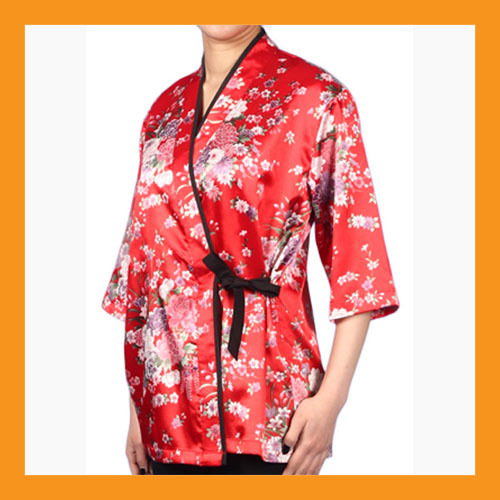 red kimono chef coat Japanese catering uniform jacket sushi restaurant 4 size - $23.50