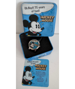 Disney Mickey Mouse 75 YEARS OF FUN Watch In Collectible Tin Black Band New - $41.66 CAD