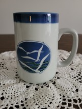 Vintage Seagull Coffee Mug Cup Nautical Blue Ocean Bird embossed - £14.90 GBP