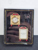 Estate Collection Linden 2&quot; Mini Quartz Clock and 3&quot; X 2&quot; Photo Frame Bronze Red - £10.22 GBP