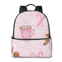 Pink Christmas Gingerbreads And Candy Canes On A Pink Background Backpack - £29.10 GBP