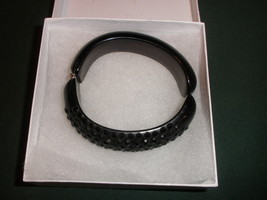 Vintage black plastic hinge bracelet with black stones - £30.67 GBP