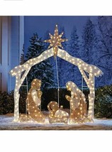 72&quot; Crystal Splendor Nativity Scene 2D Lighted Sculpture Christmas Yard Display - £199.41 GBP