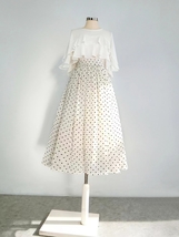 Summer Ivory White Polka Dot Modi Skirt Outfit High Waist Vintage Dot Tutu Skirt image 5