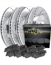 Hart Brakes For Hyundai Kia Front Rear Drilled Slotted Rotors w Ceramic ... - £183.73 GBP