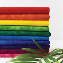 Fat Quarter Bundle Lava Solids Rainbow Batik 10 Ct Cotton Fabric Precuts M204.19 - £35.38 GBP