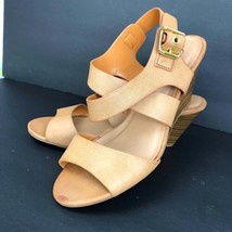 CityClassified Women&#39;s Tan Wedge Heels Sandal Buckle Size 8 Strap - $39.99