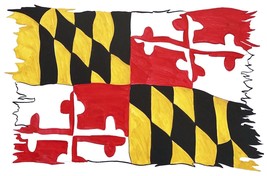 Maryland Flag Tattered High Quality Vinyl Decal Sticker Truck Cup Cooler Tumbler - £5.31 GBP+