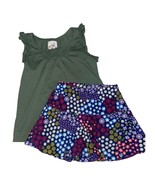 Peek Girls Green Ruffle Tank &amp; Lands End Floral Skort Set Size 4-5/5-6 - $19.56 CAD