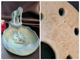 Femme Sur The Lake Bol Tortue Fleur Crapeau Van Briggle Art Nouveau Bleu... - $727.28