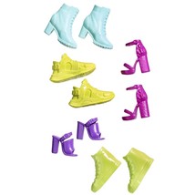 Barbie Fashion Shoes - Package of 5 Pairs of Shoes ~ Yellow Sneakers, Pink High  - £4.58 GBP