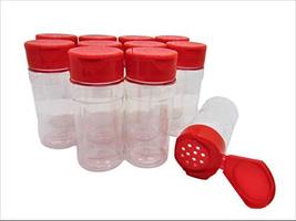 Medium 4 OZ Clear Plastic Spice Container Bottle Jar With Red Cap- Set o... - £21.20 GBP