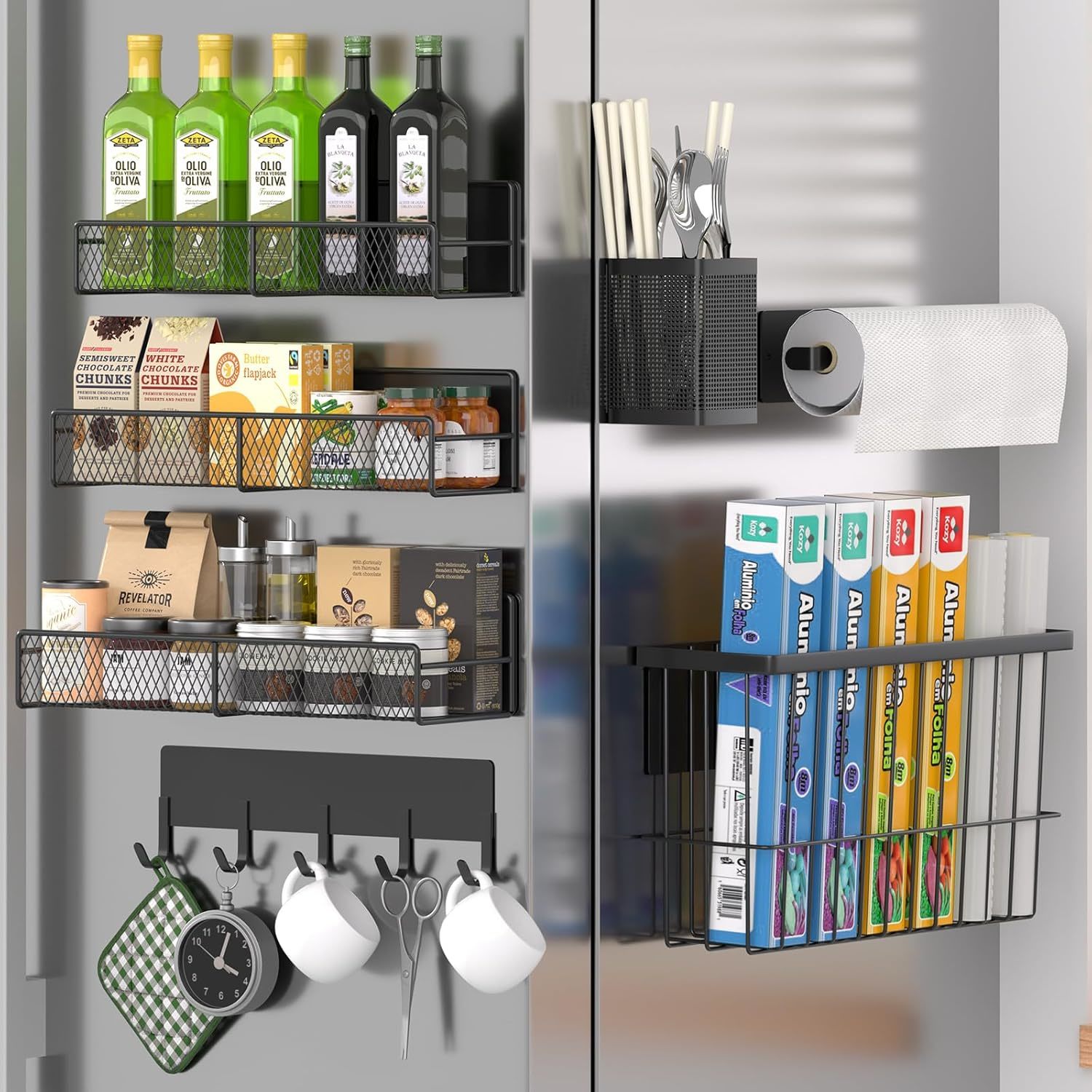 Magnetic Spice Rack For Refrigerator, 7 Pack Metal Magnetic Shelf, Moveable - $39.95