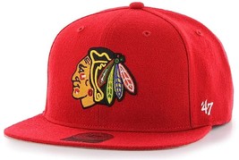 Chicago Blackhawks NHL &#39;47 Red No Shot Captain Flat Hat Cap Men&#39;s Snapback - £21.34 GBP