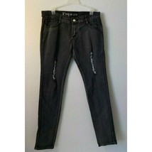 L&#39;square Jeans Denim Black Womens Junior 13 Destroyed Skinny Style Black stretch - $6.92