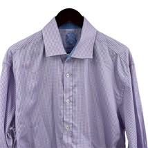 English Laundry Purple Blue Checked Long Sleeve Button Up Shirt Size 17 - $14.22