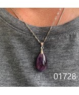 Red Auralite 23 Purple Cacoxenite Water Drop Necklace .925 - £37.75 GBP