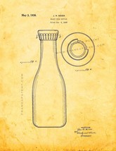 Glass Milk Bottle Patent Print - Golden Look - £6.35 GBP+