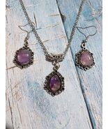 Amethyst set Silver jewelry set necklace earrings Victorian jewelry set ... - $52.00