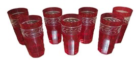 RLL Ralph Lauren Lead Crystal Highball Glasses Claremont Ruby Red Set Of 7 EUC - £236.06 GBP