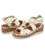 Jambu Women&#39;s Diana Wedge Leather Almond Toe Sandal Eggshell - $744.80 MXN