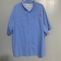 Mens Columbia Crystal Springs Short Sleeve Shirt Blue Size XXL - $16.27