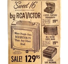 RCA Victor Portable Television Advertisement 1963 Hearns Anniversary NYC DWDD17 - £31.34 GBP