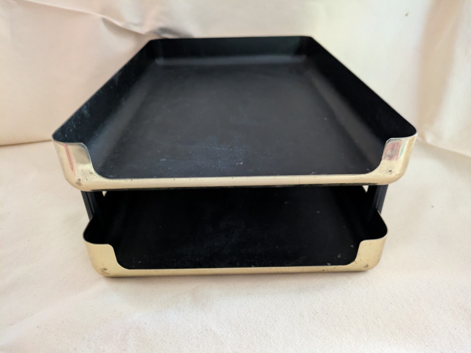 1984 Gold Eldon Emphasis 6000 File Tray Organizer Executive Desktop Two Tier Item image 4