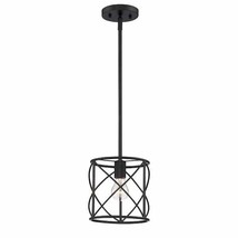 Hampton Bay Hastings 1-Light Satin Bronze Pendant with Cage Shade Hanging Light - £36.08 GBP