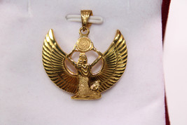 Egyptian Handmade Queen Isis Wings Gold 18K Pendant Pharaonic Water Jar - $899.19