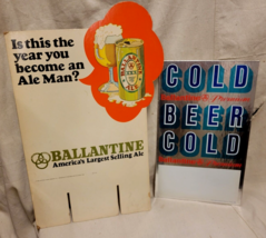 Set of 2) Vintage NOS Ballantine Ale Beer Signs Die Cut Easel Back Point of Sale - £18.18 GBP