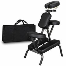 Folding Pu Leather Pad Travel Tattoo Spa Salon Massage Chair Black Portable - £90.95 GBP