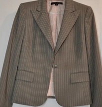 Anne Klein  Gray Striped Sleeves Jacket &amp; Skirt Suit Set Sz 4P Wool Blend - $17.39