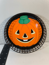 Jack o Lantern Pumpkin Metal Tray-Table Decor-Black 7” HALLOWEEN EUC - $9.07