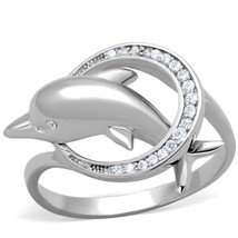 Unique Simulated Diamond Beautiful Dolphin 925 Sterling Silver Wedding Ring Sz 8 - £62.65 GBP