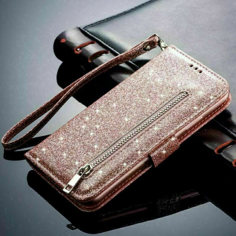 K1) shine Leather wallet FLIP MAGNETIC BACK cover Case for Apple iPhone
