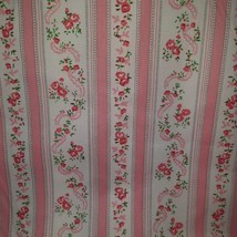 Charming Vintage Pink Floral and Ribbon Pillow Ticking ~ 43&quot; x 74&quot; ~ Ver... - $42.52