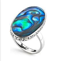 Samuel B. Sterling Silver Bezel Set Abalone Balinese Oval Ring, Sizes 6, NWT - £62.24 GBP