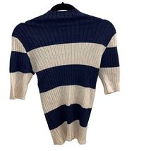 525 America Blue Striped Knit Sweater Womens Large Fitted Anthropologie ... - £11.99 GBP