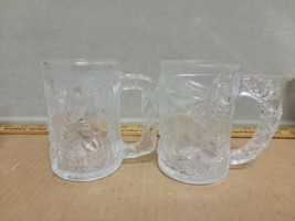 McDonalds Batman Forever Batman Robin Glass Mugs Embossed Set of 2 Vintage 1995 - £13.98 GBP