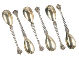 6 Antique Shiebler American Sterling demitasse spoons - £199.59 GBP