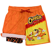 Flaming Hot Cheetos Bag 6&quot; Inseam Lined Swim Trunks Orange - £16.23 GBP